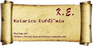 Kolarics Eufémia névjegykártya